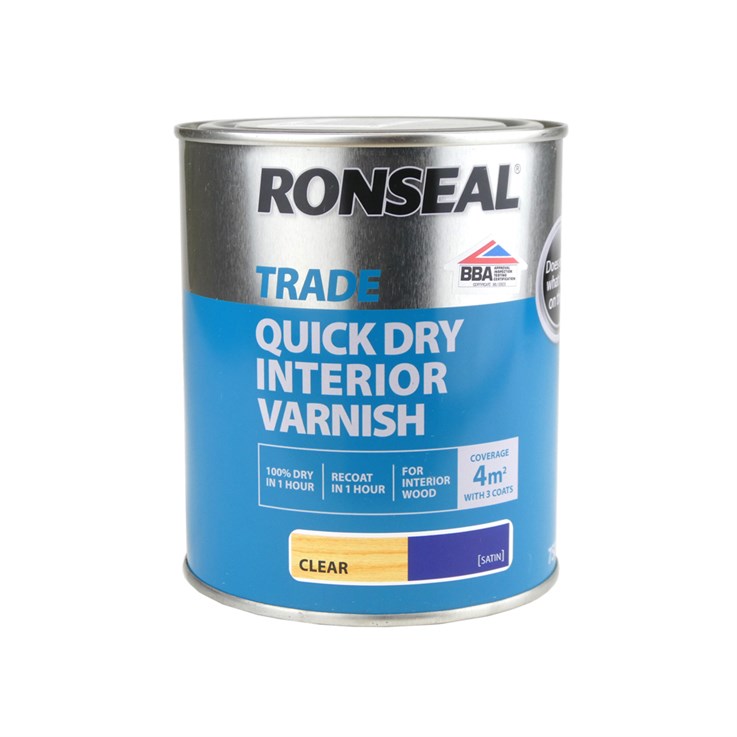 Ronseal Trade Quick Dry Interior Satin Varnish Clear 750ml